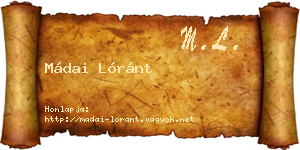 Mádai Lóránt névjegykártya